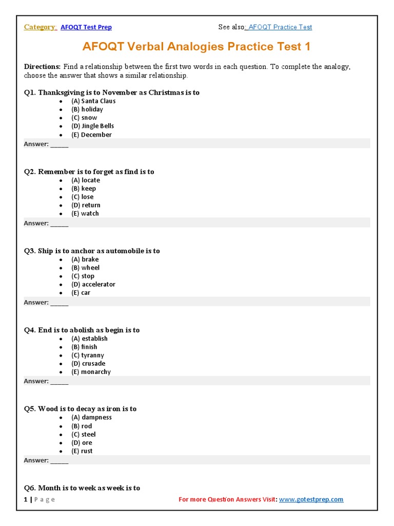 Master AFOQT Verbal Analogies with This Practice Test