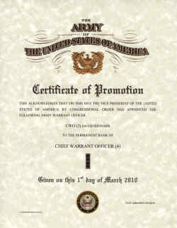 Army Promotions Certificates Army Promotions Certificates