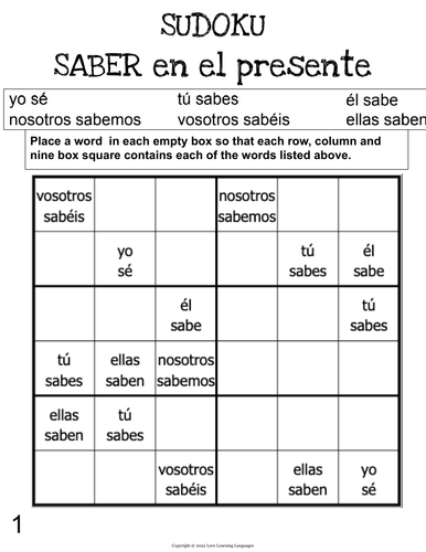 El Verbo Saber En El Presente The Verb Saber Present Tense El Verbo Saber En El Presente The Verb Saber Present Tense