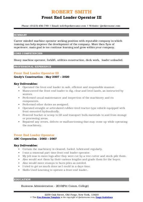 Front End Loader Operator Resume Samples Qwikresume Front End Loader Operator Resume Samples Qwikresume