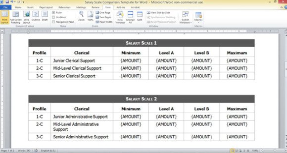 Salary Scale Comparison Template For Word Salary Scale Comparison Template For Word