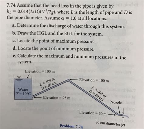 Solved 4 The Head Loss In A Pipe Is Given By The Formula Chegg Com Solved 4 The Head Loss In A Pipe Is Given By The Formula Chegg Com